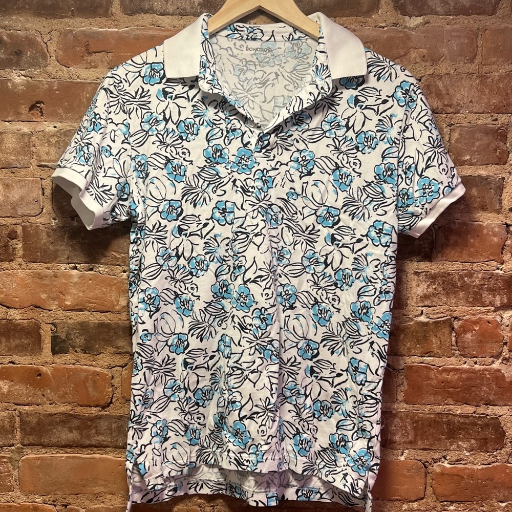 Floral Blue and White Men's Shirt